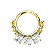Micro segment ring hinged gold-plated beads and three...
