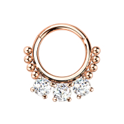 Micro segment ring hinged rose gold beads and three crystals