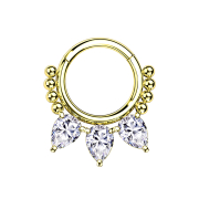 Micro segment ring hinged gold-plated balls and three...