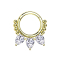 Micro anneau segment pliable boules dorées et trois cristaux en forme de goutte