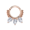 Micro segment ring hinged rose gold beads and three drop crystals