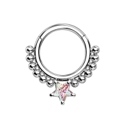 Micro Segmentring klappbar silber Kugeln und Sternkistall...