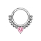 Micro segment ring hinged silver beads and heart-shaped ball pink