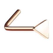 Angled rose gold nose stud with triangle