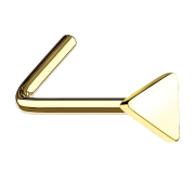 Angled gold-plated nose stud with triangle
