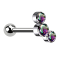 Micro Barbell filettatura interna argento con sfera e tre cristalli multicolore scuro