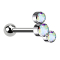 Micro Barbell filettatura interna argento con sfera e tre cristalli multicolori