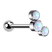 Micro barbell internal thread silver with ball and three...