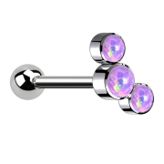 Micro barbell internal thread silver with ball and three...
