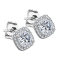 Stud earrings silver square with crystal border and crystal in the middle