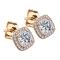 Stud earrings rose gold square with crystal border and crystal in the middle