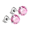 Stud earrings silver with round crystal pink