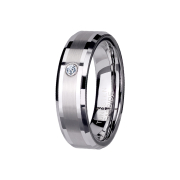 Ring silver center brushed with crystal