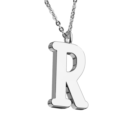 Chain silver pendant letter R