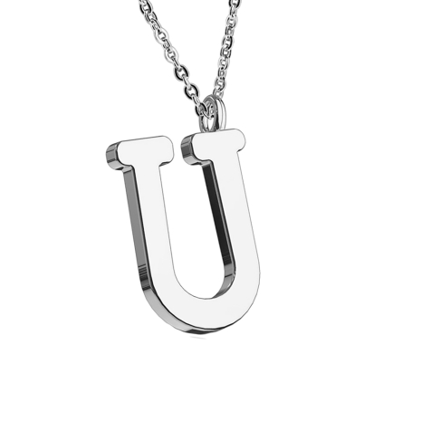 Chain silver pendant letter U
