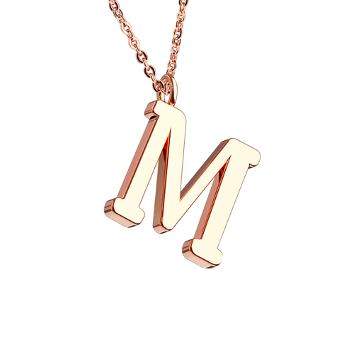 Catena con ciondolo in oro rosa lettera M