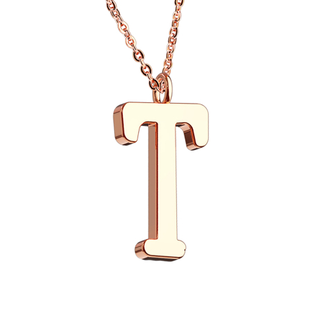 Chaîne or rose pendentif lettre T