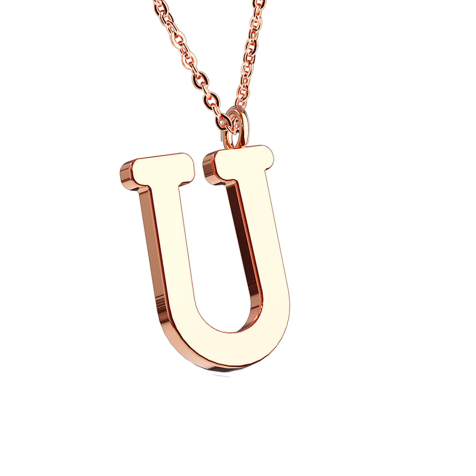 Chaîne or rose pendentif lettre U