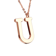 Chaîne or rose pendentif lettre U