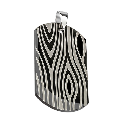 Pendant black zebra dog tag