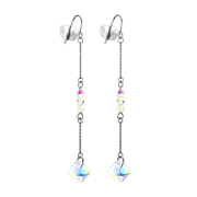 Earring silver free-falling chains with four pearls