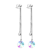 Stud earrings silver with ball free-falling chains with...