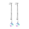 Stud earrings silver with ball free-falling chains with ball and crystal round