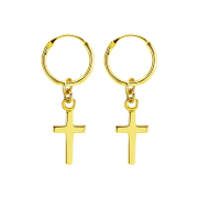 Boucles doreilles rondes pendentif doré 18k avec...