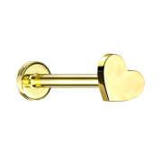 Micro Labret filettatura interna placcato oro cuore
