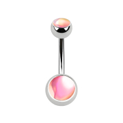 Banane silber mit zwei Kugeln irisierend pink