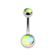 Banana silver with two iridescent green balls