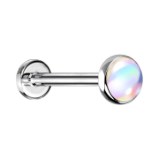 Micro labret silver with iridescent white disc
