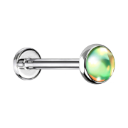 Micro labret silver with iridescent green disc