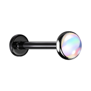Micro labret black with iridescent white disc