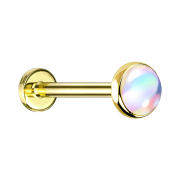 Micro labret gold-plated with iridescent white disc