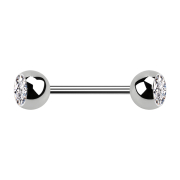 Micro barbell with silver inner thread and two silver...