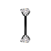 Micro Banane schwarz Innengewinde mit zwei Kristalle...