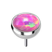 Threadless Halbkugel silber mit Opal pink