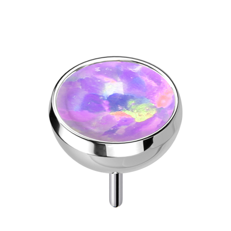 Semisfera senza filettatura argento con opale viola