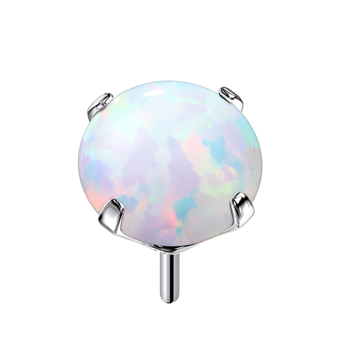 Threadless silber mit Opal weiss gefasst