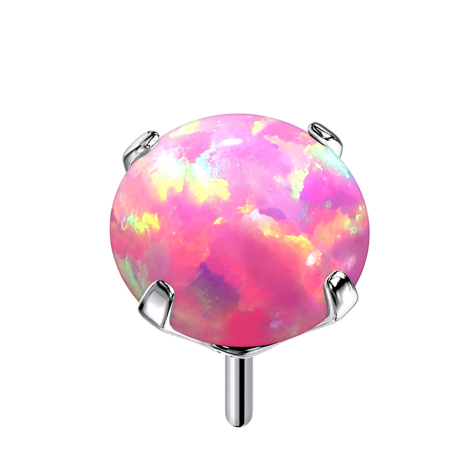 Sans filetage, argent avec opale rose sertie