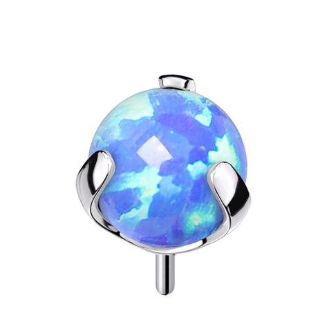 Threadless silber Kugel Opal blau gefasst
