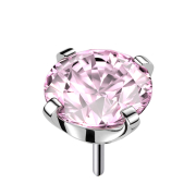 Sans filetage, argent avec cristal rose serti