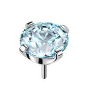 Sans filetage, argent avec cristal aqua serti