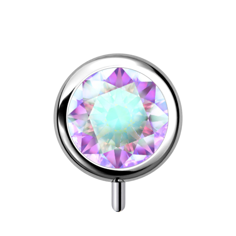 Cylindre sans filetage argenté, façade cristal multicolore