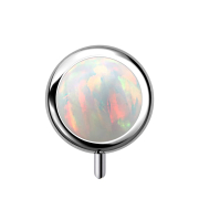 Threadless Zylinder silber front Opal weiss