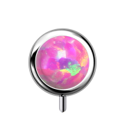 Threadless Scheibe silber front mit Opal pink