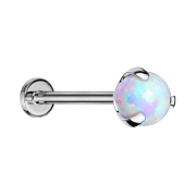 Micro threadless labret silver with ball opal set in white