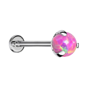 Micro threadless labret silver with ball opal pink set