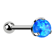 Micro Threadless Barbell argento con sfera e sfera opale...